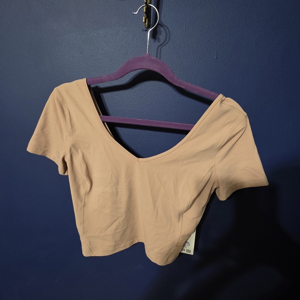 NWT!‼️Lululemon athletica Nude/Tan V-Neck Crop Top